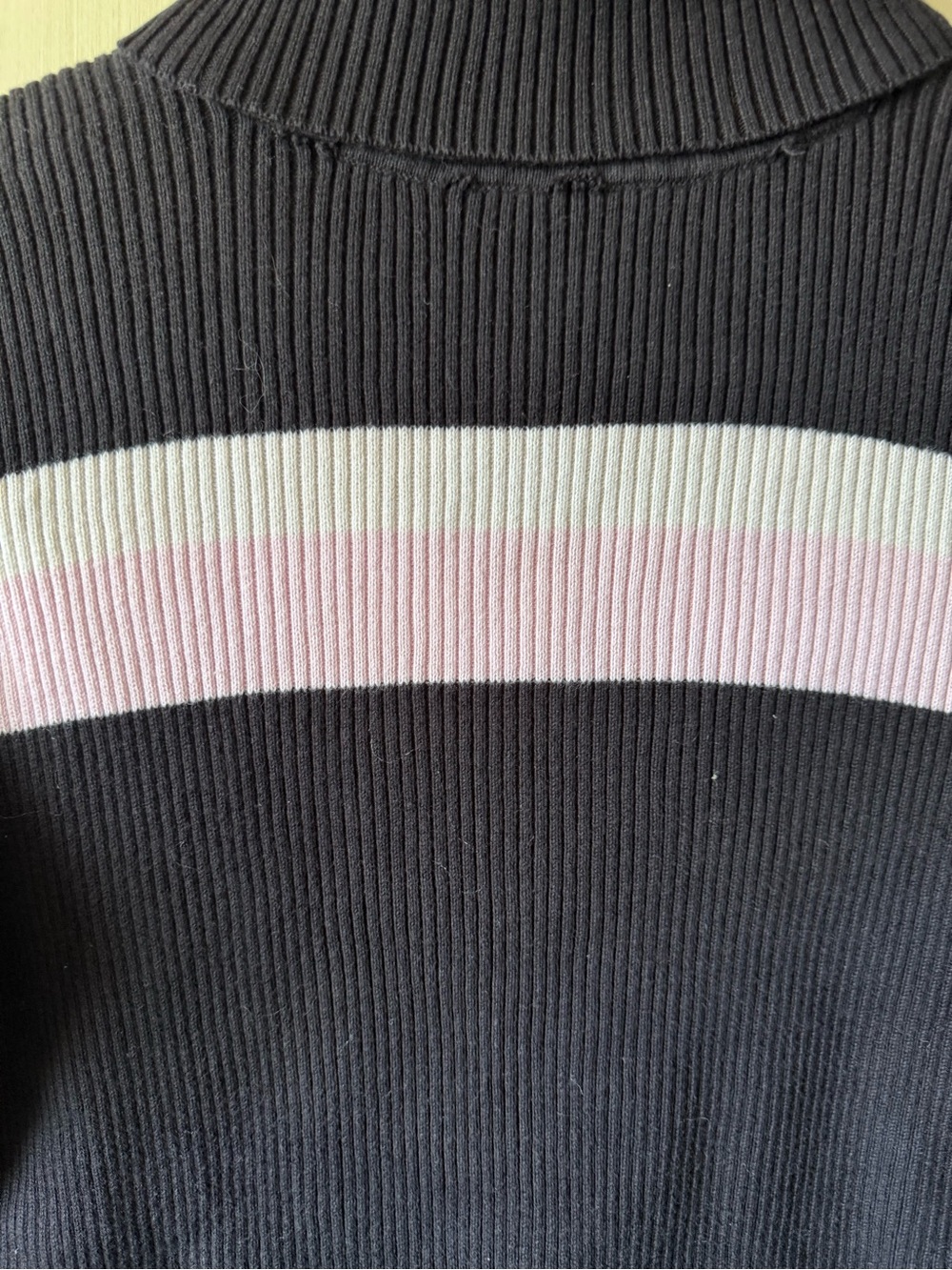 Style & Co. Black Ribbed Turtleneck Sweater with Pink & White Stripe - Picture 2 of 3
